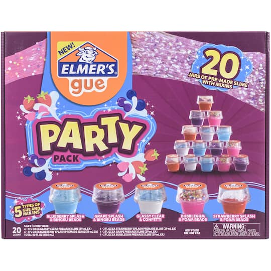 Elmer&#x27;s Premade Slime Party Pack With Mix-Ins, 20ct.